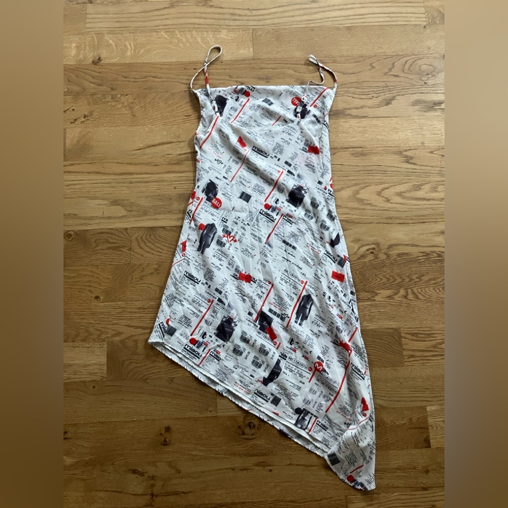Miaou Helga Asymmetrical Newspaper Print Dress - Picture 3 of 3